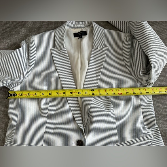 J.Crew 365 Women’s Striped Blazer Size 16 Blue White Lined Cotton Stretch - Picture 12 of 15
